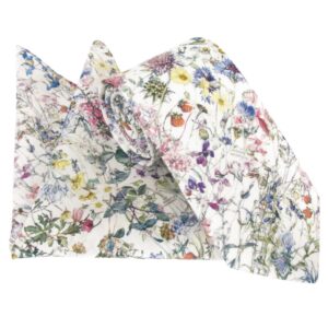 Van Buck Wild Flowers Ivory Cotton Tie and Pocket Square Made with Liberty Fabric