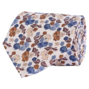 AMANDA CHRISTENSEN Detailed Floral Patterned White Tie