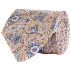 AMANDA CHRISTENSEN Detailed Floral Patterned Yellow Tie