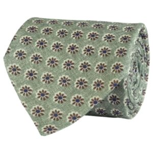 AMANDA CHRISTENSEN Floral Linen Green Tie