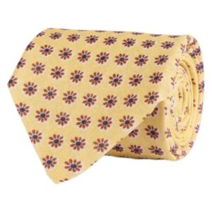 AMANDA CHRISTENSEN Floral Linen Yellow Tie