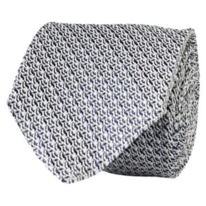 AMANDA CHRISTENSEN Jacquard-Woven Grenadine Pattern Navy Tie