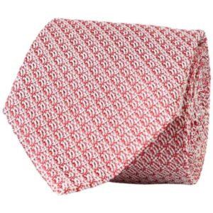 AMANDA CHRISTENSEN Jacquard-Woven Grenadine Pattern Red Tie