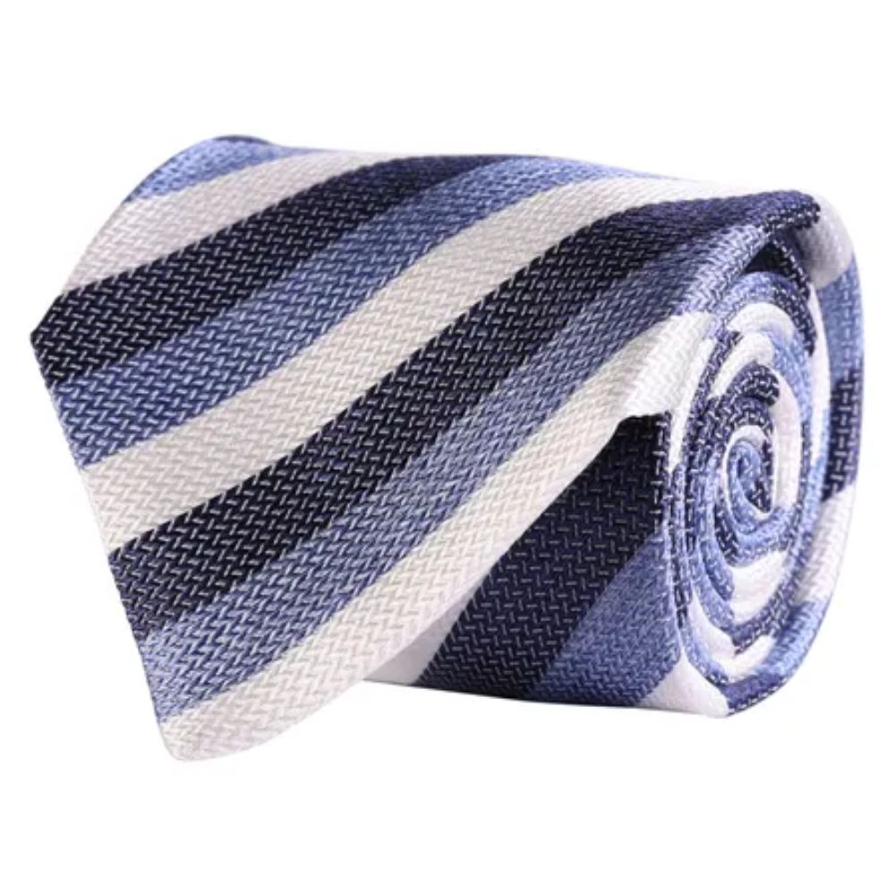 AMANDA CHRISTENSEN Striped Navy Tie