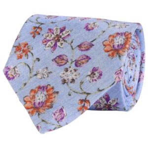AMANDA CHRISTENSEN Vibrant Floral Patterned Sky Blue Tie