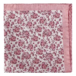 Amanda Christensen Bordered Floral Pattern Pink Pocket Square
