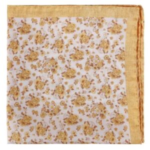 Amanda Christensen Bordered Floral Pattern Yellow Pocket Square