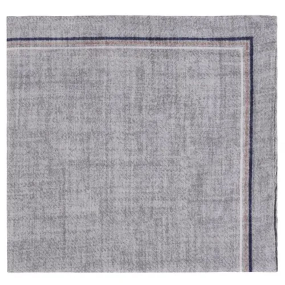 Amanda Christensen Classic Bordered Light Grey Pocket Square 1 Amanda Christensen Classic Bordered Light Grey Pocket Square