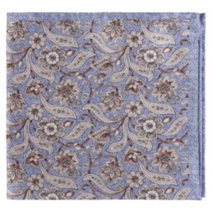 Amanda Christensen Classic Floral Pattern Light Blue Pocket Square