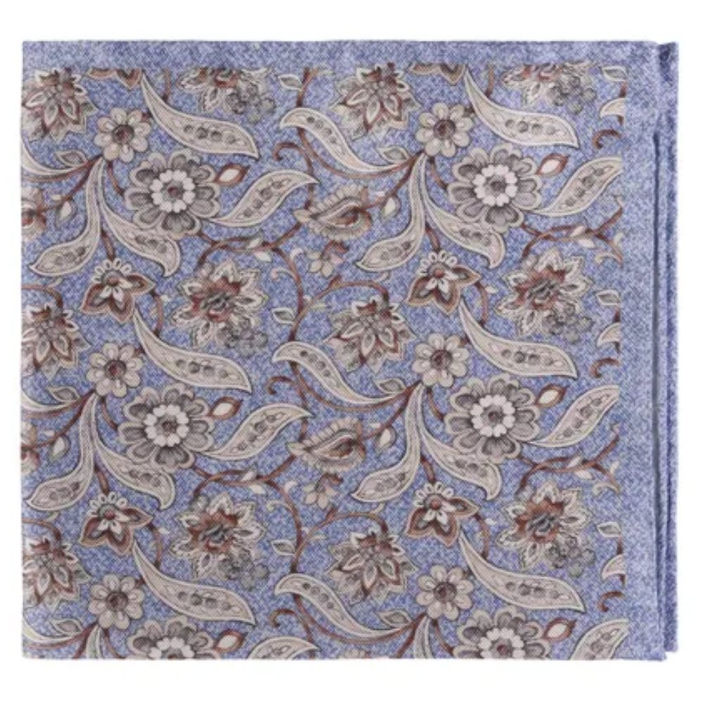 Amanda Christensen Classic Floral Pattern Light Blue Pocket Square 1 Amanda Christensen Classic Floral Pattern Light Blue Pocket Square