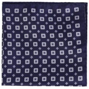 Amanda Christensen Classic Geometric Pattern Navy Pocket Square
