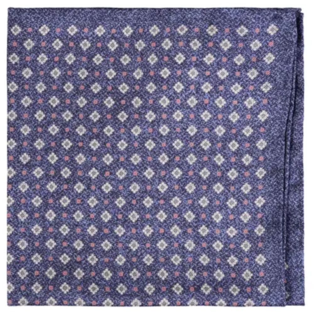 Amanda Christensen Classic Mosaic Pattern Blue Pocket Square 1 Amanda Christensen Classic Mosaic Pattern Blue Pocket Square