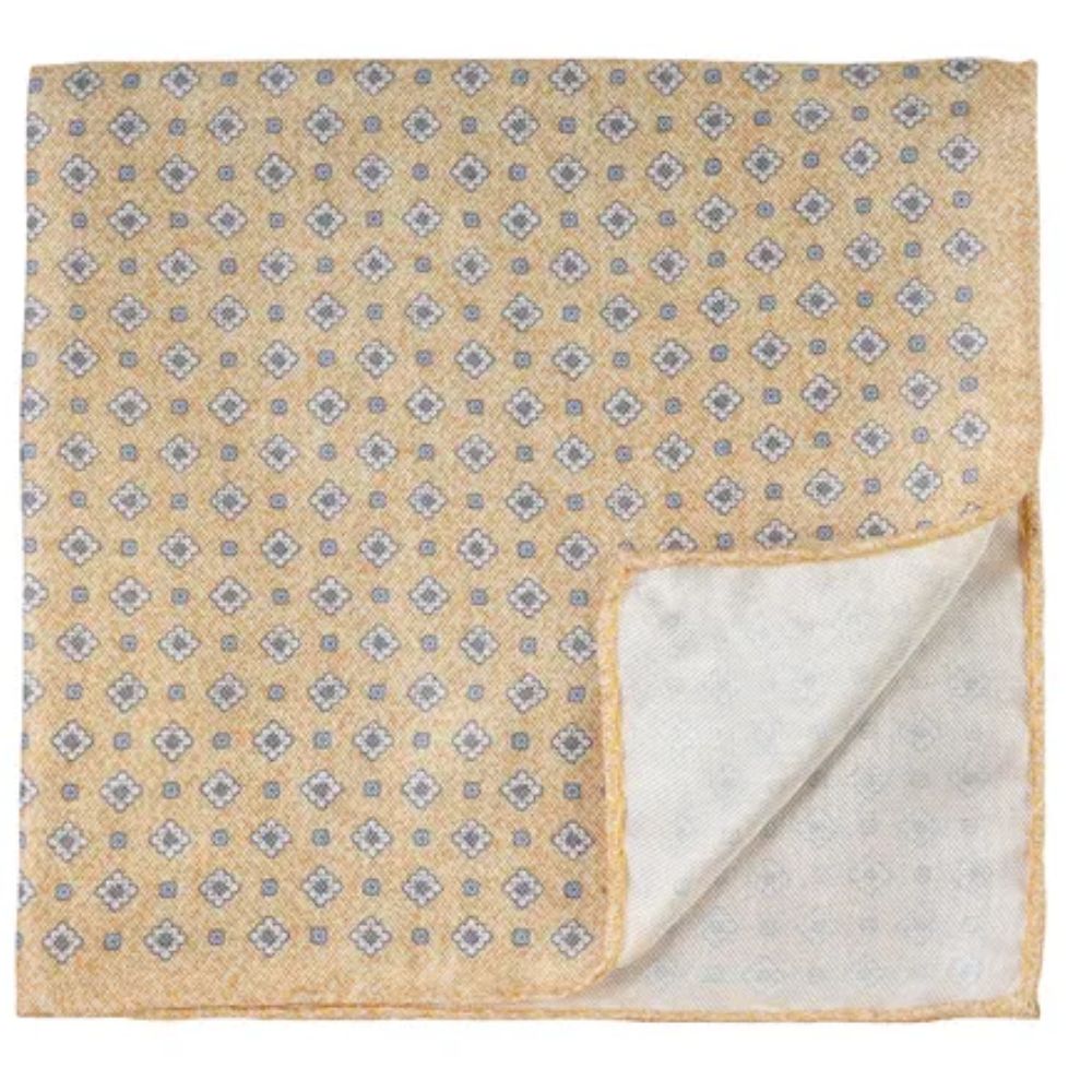 Amanda Christensen Classic Mosaic Patterned Yellow Pocket Square 2 Amanda Christensen Classic Mosaic Patterned Yellow Pocket Square - Image 2