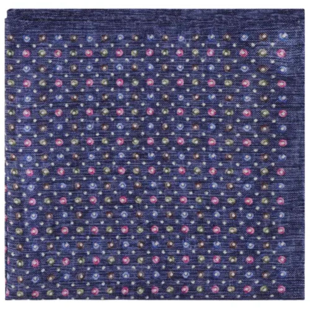 Amanda Christensen Colored Dots Pattern Blue Pocket Square 1 Amanda Christensen Colored Dots Pattern Blue Pocket Square