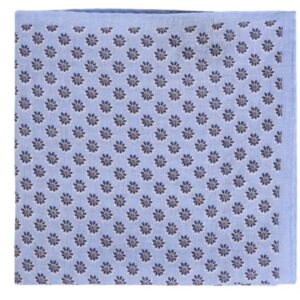 Amanda Christensen Floral Patterned Blue Linen Pocket Square