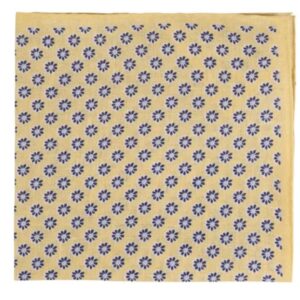 Amanda Christensen Floral Patterned Yellow Linen Pocket Square