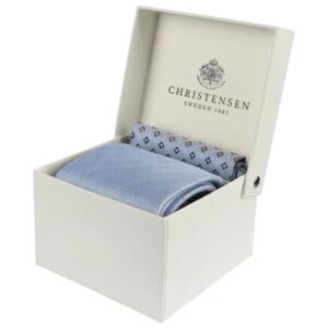 Amanda Christensen Light Blue Tie and Floral Patterned Pocket Square Set