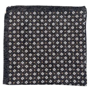 Amanda Christensen Mosaic Floral Patterned Black Pocket Square