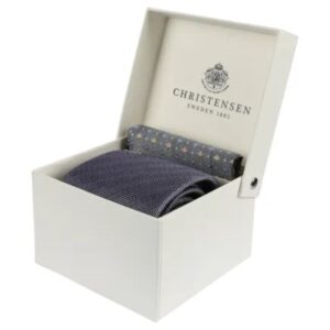 Amanda Christensen Navy Tie and Floral Patterned Pocket Square Set