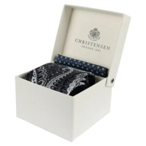 Amanda Christensen Pink Navy Tie and Geometric Patterned Pocket Square Set