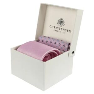 Amanda Christensen Pink Tie and Floral Patterned Pocket Square Set