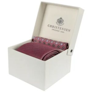 Amanda Christensen Red Tie and Floral Patterned Pocket Square Set