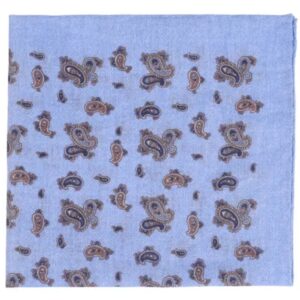 Amanda Christensen Small Paisley Patterned Blue Pocket Square