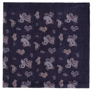 Amanda Christensen Small Paisley Patterned Navy Pocket Square