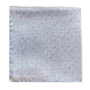 Amanda Christensen Blue Pocket Square with Mosaic Floral Pattern
