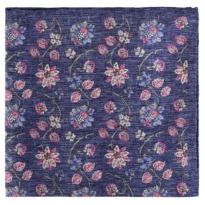 Amanda Christensen Vibrant Floral Pattern Blue Pocket Square