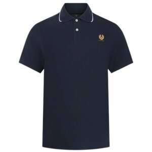 Belstaff Tipped Cotton Pique Navy Polo Shirt