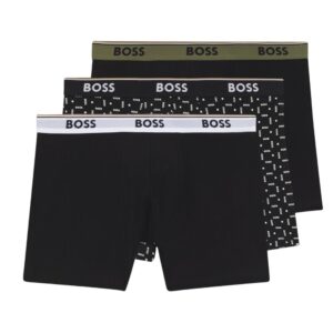 BOSS Three Pack Of Black Stretch Cotton Boxer With Logo Waistband