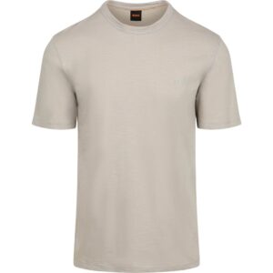 BOSS Grey Slub Cotton T-shirt With Logo Detailing