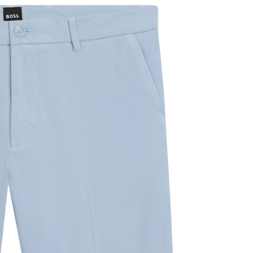 BOSS Modern-Fit Light Blue Shorts in Stretch-Cotton Twill