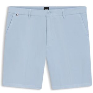 BOSS Modern-Fit Light Blue Shorts in Stretch-Cotton Twill
