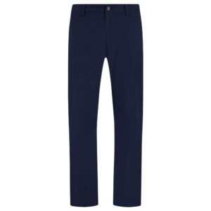 BOSS Linen-Blend Navy Trousers With Logo Detail