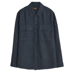 BOSS Locky Linen Overshirt Dark Blue