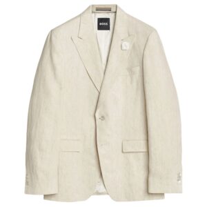 BOSS Slim Fit Beige Jacket In Linen Twill