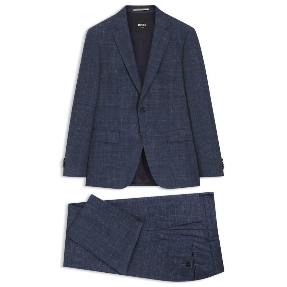 BOSS Two Piece Slim Fit Suit In Wool Silk And Linen 1 BOSS Two Piece Slim Fit Suit In Wool Silk And Linen