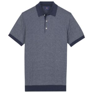 Baileys Textured Blue Short Sleeve Polo Shirt