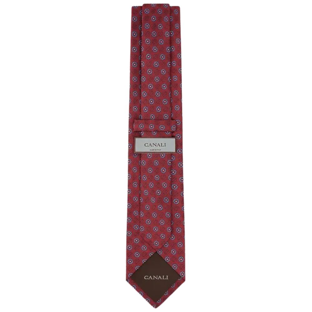 CANALI Red Neat Geometric Pattern Design Tie