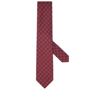 CANALI Red Neat Geometric Pattern Design Tie