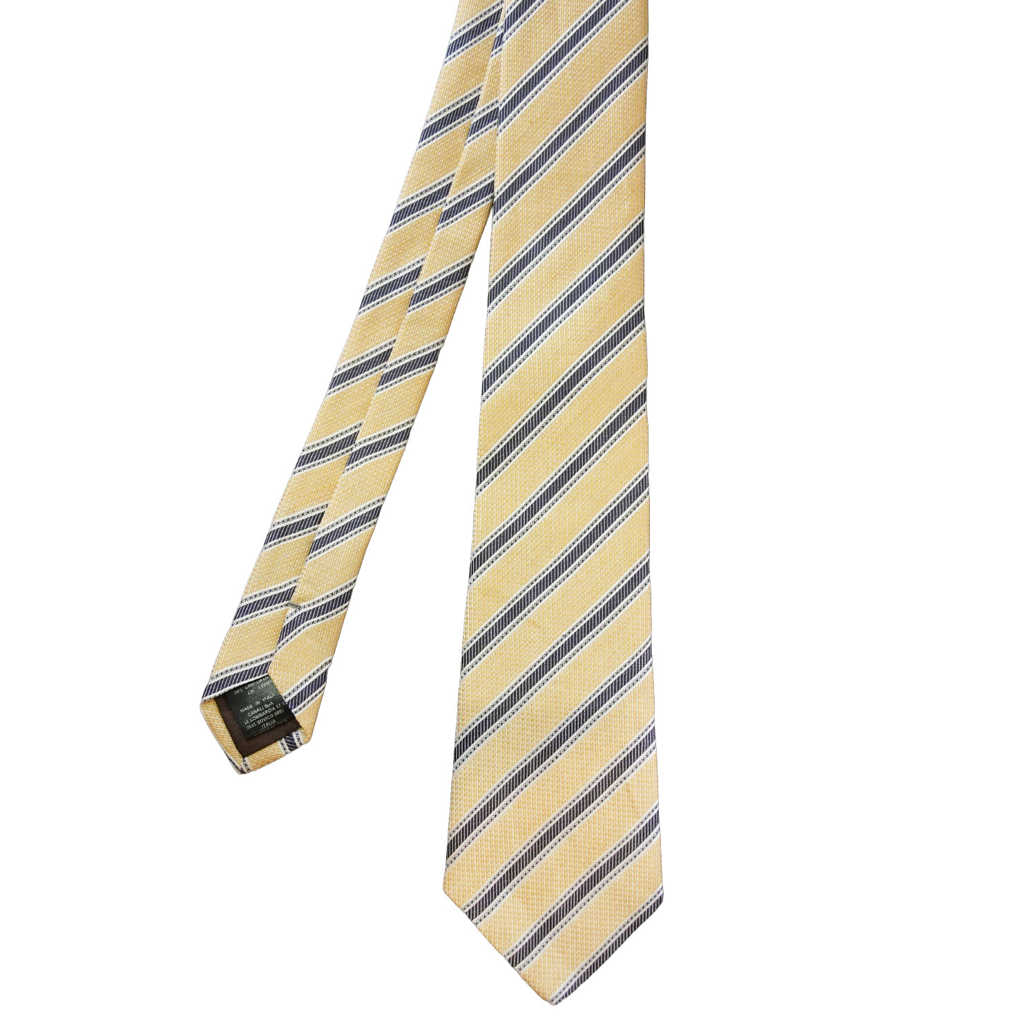 CANALI Yellow and Navy Striped Tie