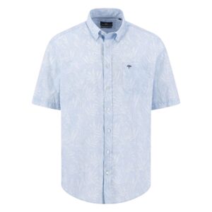Fynch-Hatton Light Blue Floral Palm Print Short Sleeve Button Down Shirt