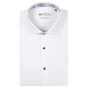 Giordano Houndstooth Trim White Shirt