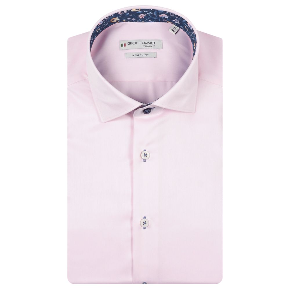 Giordano Locarno Floral Trim Semi Cutaway Pink Shirt