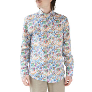 R2 Amsterdam Tropical Fish Pattern Linen Mix Shirt