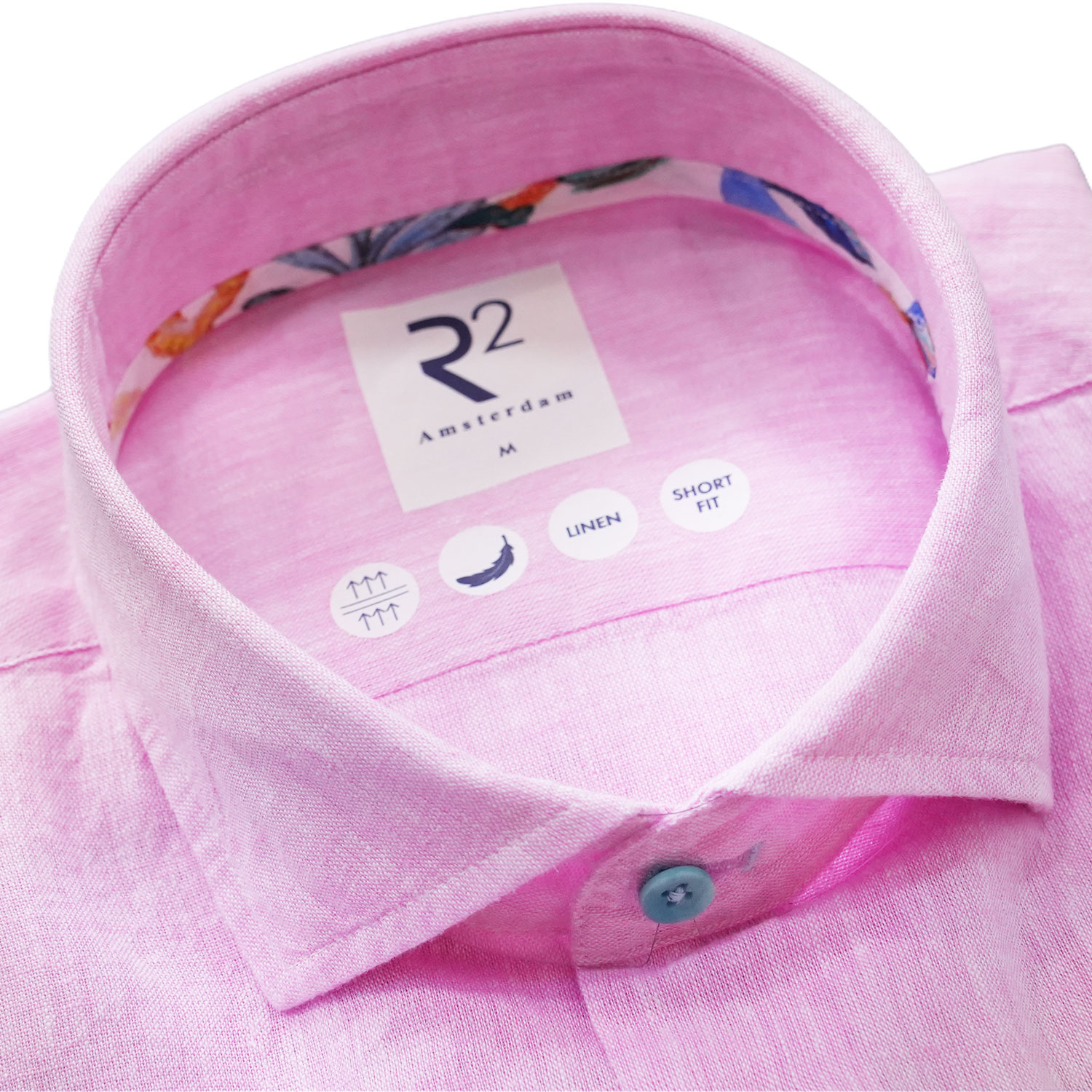 R2 Pink Linen Shirt in Short Cut Fit