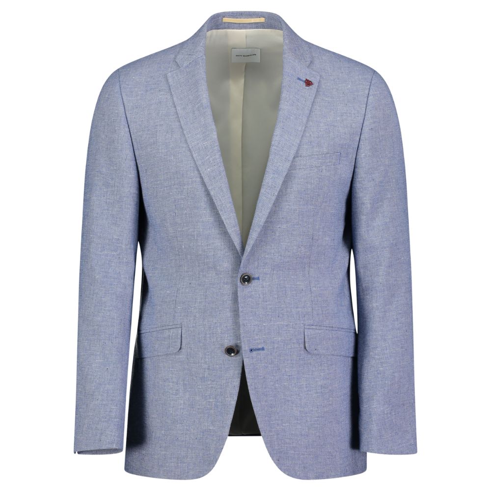 ROY ROBSON Slim Fit Italian Cotton And Linen Light Blue Jacket
