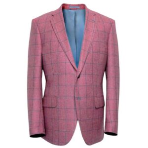 Torre Uomo Milan Pink With Blue Check Linen Jacket